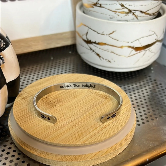 MantraBand Jewelry - Mantra Inspirational Stainless Steel Bracelet- “Exhale the B.S”